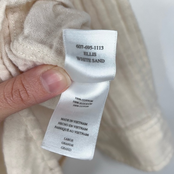 Rails Ellis Button Up Shirt Cream White Sand Long Sleeve Cotton Gauze Large - Picture 7 of 10
